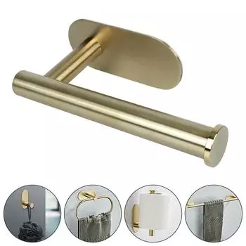 Stainless Steel Towel Rack Self-Adhesive Bathroom Accessories Wall-mounted Toilet Towel Paper Holder Toilet Storage Shelf