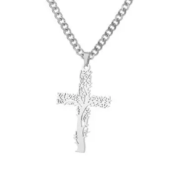 Stainless Steel Tree of Life Cross Necklaces for Women Gold Chain Aesthetic Necklace Jewelry Accessories Gift CHINA&45 cm