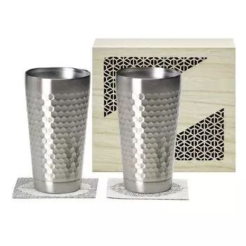 Stainless steel tumbler hollow double layer structure 350ml pair set dishwasher safe TUCHIME wooden box gift approx. CTHM-05-KI серебряный