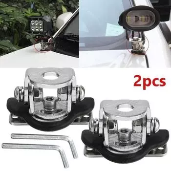 Stainless Steel Universal Car Auto Hood LED Universal Work Light Bracket Holders Engine Cover Lamp Bar Mounting Clamp