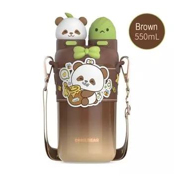 Stainless Steel Vacuum Flasks Capybara Thermal Mug New Water Bottle for Boys and Girls Brown-4-Panda-550ML