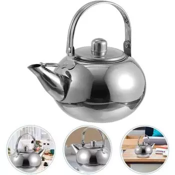 Stainless Steel Water Kettle Tea Pot with Handle Large Capacity Teapot Household Teakettle Coffee Pot for Hotel Camping Cookware 14cm серебряный