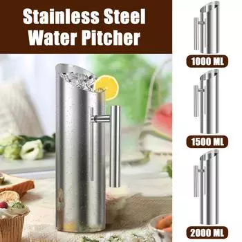 Stainless Steel Water Pitcher Carafe with Ice Guard and Handle 1L/1.5L/2L Water Pitcher Jug Rustproof Pitcher Container Polished