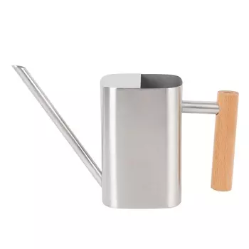 Stainless Steel Watering Can with Long Spout Wooden Handle for Indoor House Plants Bonsai Outdoor