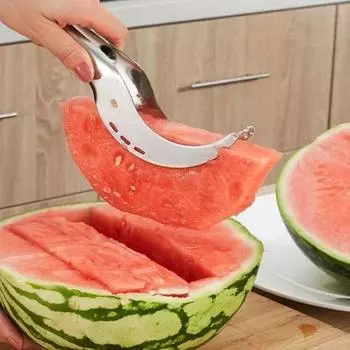 Stainless steel watermelon knife with anti slip plastic packaging handle, fruit tool, pineapple kitchen utensils