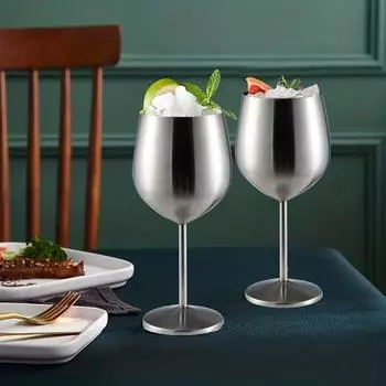 Stainless Steel Wine Glasses Unbreakable Metal Cocktail Glasses , 500 Ml, for Drinking Cocktails and Wine at Bar and Home