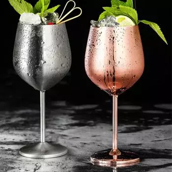 Бокалы для вина из нержавеющей стали, небьющиеся металлические коктейльные бокалы, 500 мл, для употребления коктейлей и вина в баре и дома