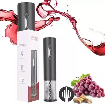 Stainless Steel With Foil Cutter Electric Red Wine Opener Automatic Electric Wine Bottle Corkscrew Opener Barware Accessories чёрный