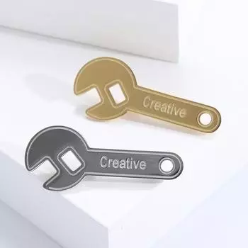 Stainless Steel Wrench Lining Brooch Breast Buckle Corsage Anti-Light Buckle Pin Versatile Clothing Accessories