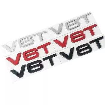 Стайлинг автомобиля 3D Металл V6T V8T V6 V8 T Fender Боковая эмблема кузова Хвост багажника Наклейка на крыло для A4 A3 A5 A6 A1 Q3 Q5 Q7 V6T-Silver