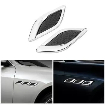 Стайлинг автомобиля 3D жабры акулы, боковая наклейка с поддельным вентиляционным отверстием, металлическая хромированная изящная отделка, модифицированный Стайлинг автомобиля, популярная наклейка 2PCS