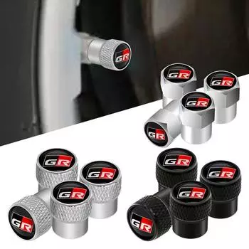 Стайлинг автомобиля, 4 шт., эмблема GR, значок, металлическое колесо автомобиля, колпачки воздушного клапана для шин, крышка штока для Corolla Camry Yaris Prius Rav4, декор