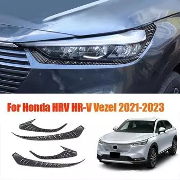 Стайлинг автомобиля, передние фары, брови, накладки на веки, полоски для Honda HRV HR-V Vezel-2023, наклейки для ламп, ресниц B серебряный