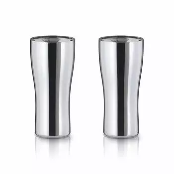 Стакан Atlas из нержавеющей стали с холодной изоляцией 220 мл, 2 шт., пара, вакуумная изоляция, двойная структура, тонкий полированный, AST-220TM2P серебряный