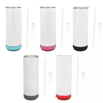 Стакан Bluetooth 20 унций, прочный, с трубочкой и крышкой, подарок на новоселье со светодиодной подсветкой, нержавеющая сталь для воды, кофе чёрный