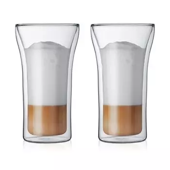 Стакан BODUM Glass Cup Tumbler ASSAM Double Wall Glass 400ml Set of 2 Heat Retention Cold Retention Double Walled Heat Resistant Glass Safe For Microwave