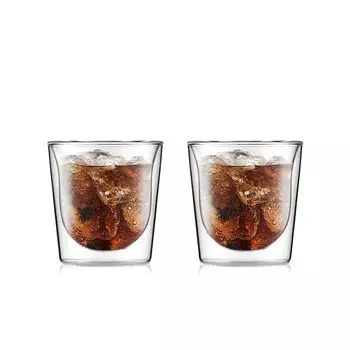 Стакан BODUM Glass Cup Tumbler SKAL Double Wall Glass 200ml Set of 2 Heat Retention Cold Retention Double Walled Heat Resistant Glass Safe For Microwave