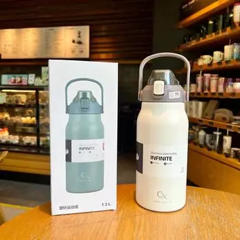 Стакан большой емкости с термосом из нержавеющей стали, термос, термос, термос для холодной и горячей воды, изолированный стакан 1300ml красный