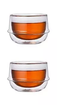 Стакан для чая Kinto KRONOS с двойными стенками - Поддерживает температуру - Предотвращает образование конденсата - Набор из 2 стаканов по 200 мл (6,75 фл.. унция.) каждый