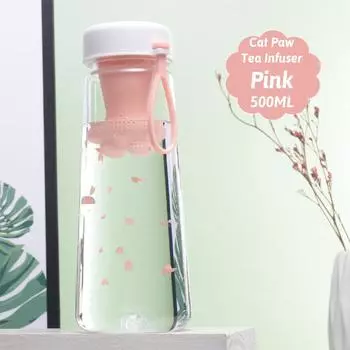 Стакан для чая «кошачья лапка» с ситечком, 100% герметичный, пара чашек из пищевого полипропилена, эргономичная ручка, модные цвета, защита от проливания 550ML