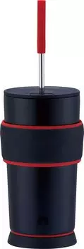 Стакан для игр Peacock с трубочкой 550 мл с вакуумной изоляцией и теплоизоляцией Совместим со спортивными напитками Совместим с газированными напитками Красный