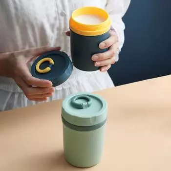 Стакан для молока с крышкой, герметичный, не протекает, легко моется, подходит для контакта с пищевыми продуктами, переносная кружка для завтрака и овсянки, ежедневное использование зелёный