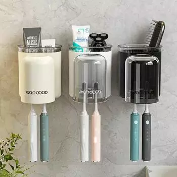 Стакан для мытья посуды, держатель зубной щетки, настенный держатель зубной пасты, бритвы, многофункциональная стойка для хранения принадлежностей для ванной комнаты прозрачный