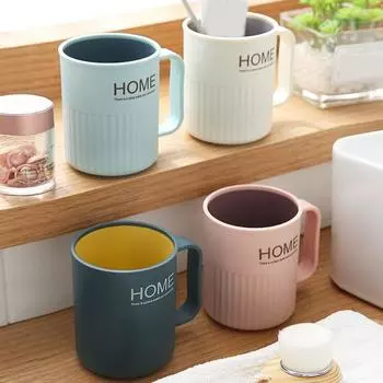 Стакан для ополаскивателя полости рта, эргономичный, большой емкости, двухслойный, с ручкой, без заусенцев, креативный, двухцветный стакан для ополаскивателя полости рта для дома розовый