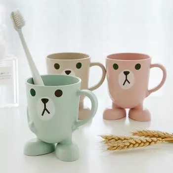 Стакан для ополаскивателя полости рта, стакан для зубной щетки в виде пшеничной соломы, мультяшное животное, переносной держатель для зубной щетки, принадлежности для ванной комнаты