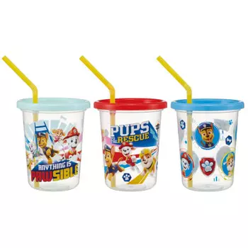 Стакан для питья Skater с трубочкой, 3 шт., 320 мл, Щенячий патруль 23, сделано в Японии, SIH3ST-A