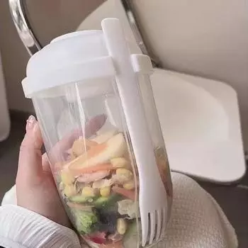 Стакан для салата на завтрак с ложкой и крышкой, стакан Мейсона, стакан для йогурта, большая емкость, переносной стакан для воды, аксессуары для кухонных принадлежностей. синий