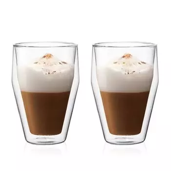 Стакан для стакана BODUM TITLIS с двойными стенками, 350 мл, набор из 2 стаканов, сохраняющих тепло и холод, с двойными стенками, термостойкое стекло, подходит для использования в микроволновой печи и духовке