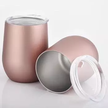 Стакан для вина 12 унций с двойными стенками, вакуумный стакан для кофе, вина, коктейлей серебряный