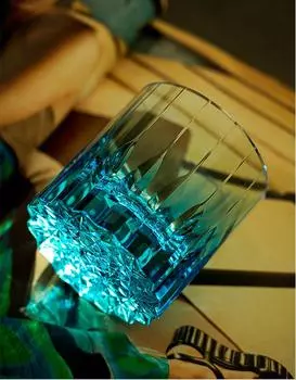 Стакан для виски K9 Crystal, стакан для воды Premium Sense Cut Sub, роскошный стакан ручной работы, гравированный бокал для вина светло-синий