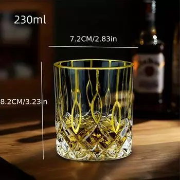 Стакан для виски Золотая линия Бокалы для вина и виски Золотая роспись Хрустальная барная посуда Многофункциональный Бокал для пива, коктейлей, для дома, для воды, для кофе 201-300ml