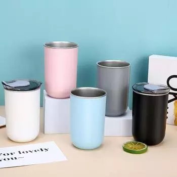 Стакан для воды 300 мл, эргономичный стакан для молока, удобная ручка, двухслойная чашка для кофе, стакан для чистки зубов, стакан для ополаскивателя полости рта, многофункциональный стакан для смешивания 300ML розовый