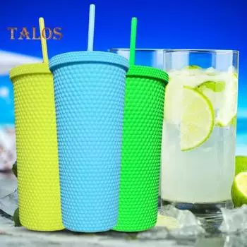 Стакан для воды, 710 мл, герметичный, легко очищаемый, многоразовый, красивая двухслойная текстурированная бутылка для напитков для путешествий светло-зеленый