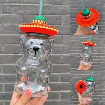 Стакан для воды Bear Glass, защита окружающей среды, многофункциональный, милый, звездный, медвежонок, стакан для сока, женский подарок, милый, медвежонок 500ml
