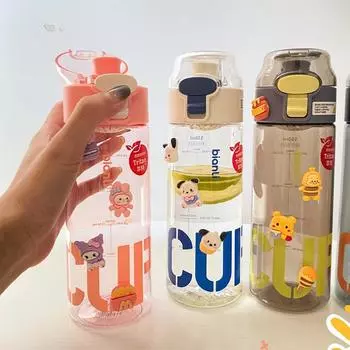 Стакан для воды для девочек, симпатичный пластиковый стаканчик для студентов, устойчивый к высоким температурам, летний милый детский стаканчик для воды белый
