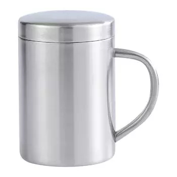 Стакан для воды из нержавеющей стали, кружка для дома, двухслойный детский стаканчик, стаканчик для молока с крышкой, кофейный стаканчик One Size