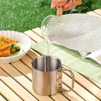 Стакан для воды из нержавеющей стали, походные кофейные чашки для отдыха на природе, переносные чашки с карабином, складная чашка для воды, походная туристическая посуда