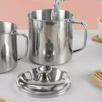 Стакан для воды из нержавеющей стали с ручкой-крышкой, кружка для горячих и холодных напитков для кемпинга, пикника, барбекю, устойчивый к коррозии, легкоочищаемый, одностенный, воздушный, пивной стакан 8 cm