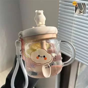 Стакан для воды, устойчивый к низким температурам, с соломинкой, интернет-знаменитость, милый чайник, чашка для питья, чашка для смешивания кофе, бытовая 700ml