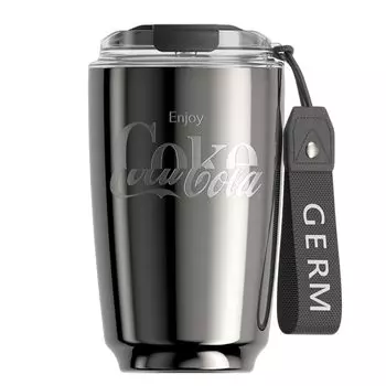 Стакан GERM объемом 400 мл, кружка из нержавеющей стали 316L, бутылка для мокко, кофейная чашка, термоизоляционный стакан для кофе, бутылка для воды с вакуумной изоляцией, в комплекте крышка серебряный