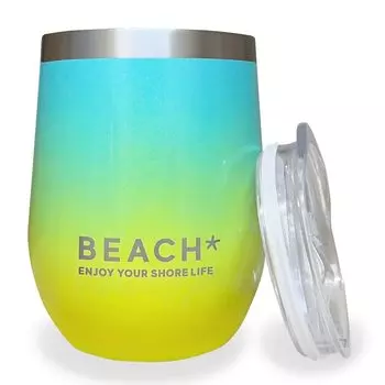 Стакан HALEIWA HAPPY MARKET из нержавеющей стали с крышкой, 360 мл, идеально подходит для кофейной чашки, для магазинов у дома, стильный, с вакуумной изоляцией, градиентный, гавайский