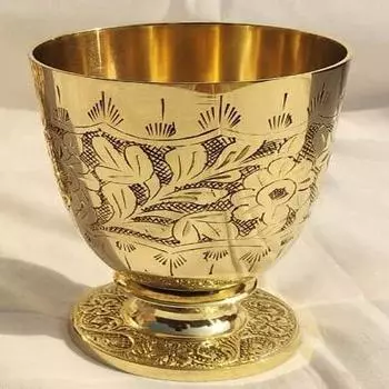 Стакан из латуни с тиснением для дома, Офисный Желтый, 300 мл 300ml