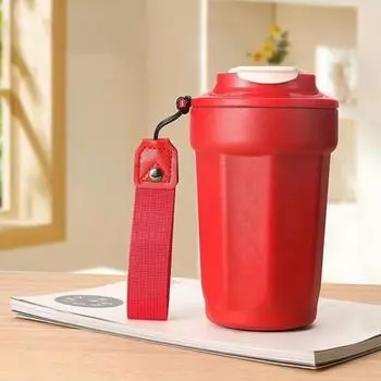 Стакан из нержавеющей стали 450 мл с двойными стенками, вакуумной изоляцией, дорожная кружка для кофе с герметичной крышкой, многоразовая термокружка для горячих и холодных напитков, цифровая красный