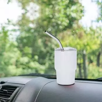 Стакан из нержавеющей стали с соломенной крышкой, цветная изолированная чашка на 3 унции для коктейлей, соков, кофе, универсальный дизайн для вечеринок, пикников белый