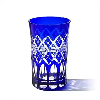 Стакан Kobo Edo Kiriko Yarai Uoko Crest TB90419B, деревянная коробка, сделано в Японии [Официальный представитель Taimuro] (Рури)