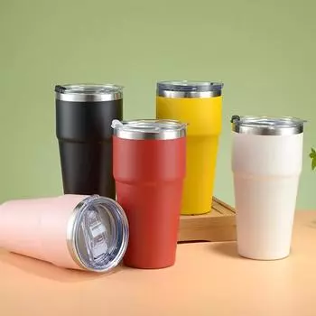 Стакан на 20 унций с уплотнительной крышкой, большая емкость, нержавеющая сталь, кружка для холодных и горячих напитков, кофе, бутылка с вакуумной изоляцией, автомобильная чашка для воды красный